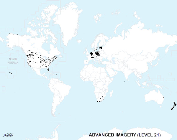 Advanced Imagery coverage map at 1:282 (Level 21)