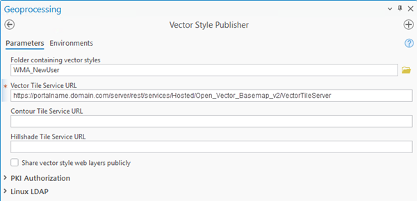 Vector Style Publisher dialog box