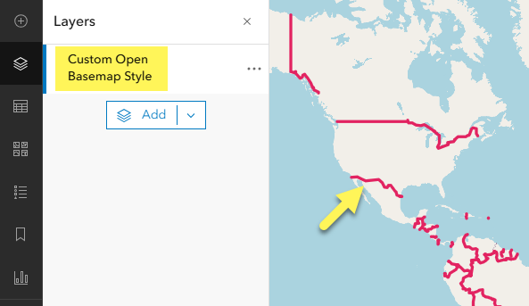 Custom Open Basemap Style with red country boundaries