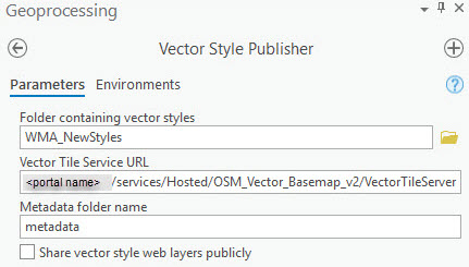 Parameters tab of the Vector Style Publisher dialog box