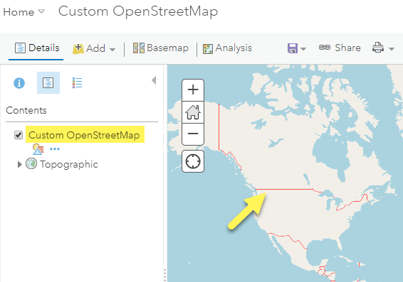 OpenStreetMap with red country boundaries