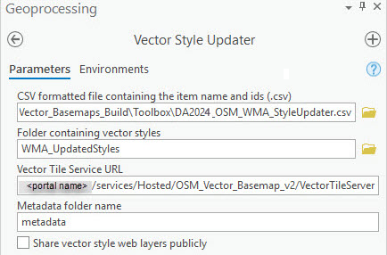 Vector Style Updater dialog box