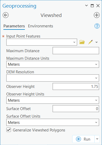 Viewshed dialog box