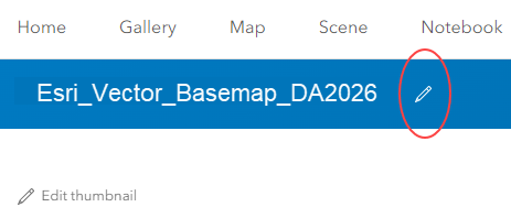 Item page showing hosted tile layer with incorrect title and Edit button