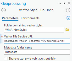 Parameters tab of the Vector Style Publisher dialog box