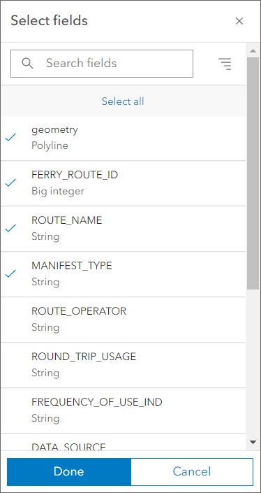 Select fields