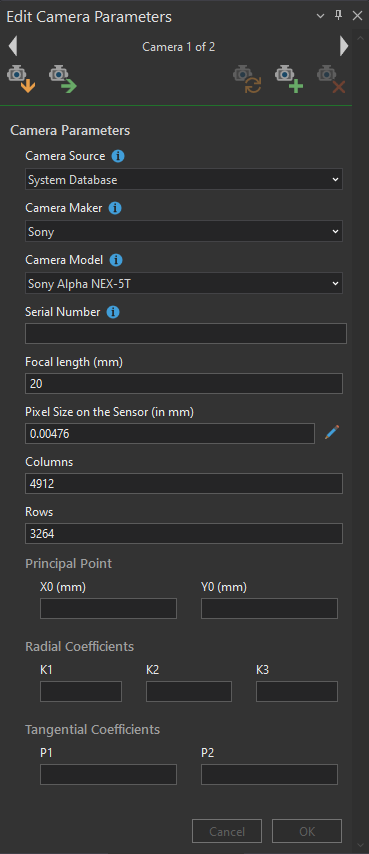 Support for multiple cameras in the edit camera pane