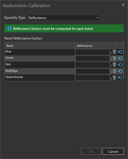 Reflectance Factor table