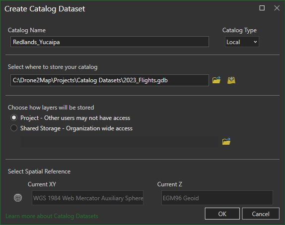 Create catalog dataset.