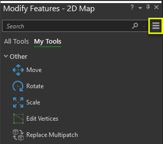 Modify Features pane Modify Features pane