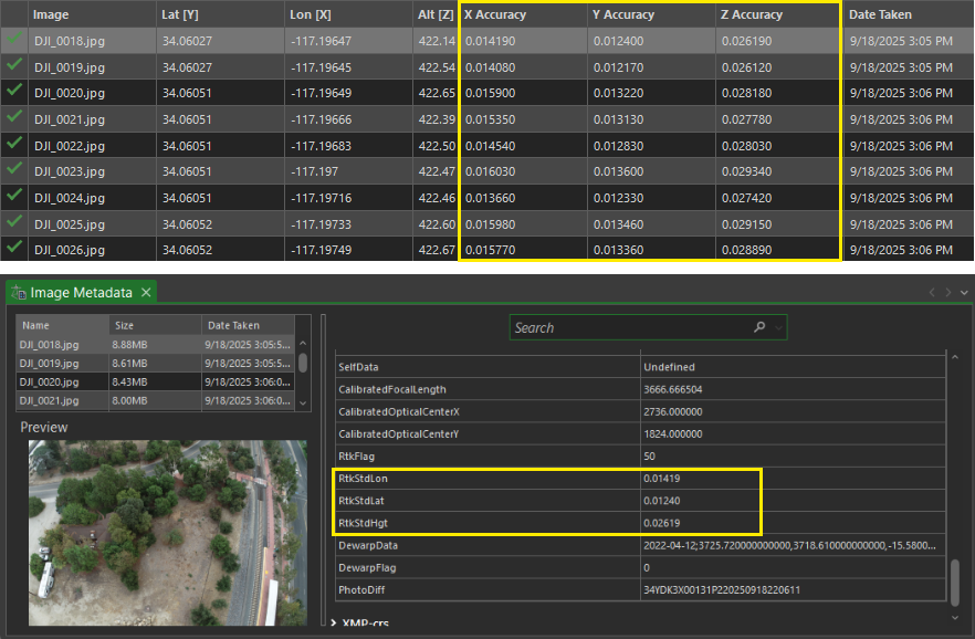 Image table accuracy fields Image table accuracy fields
