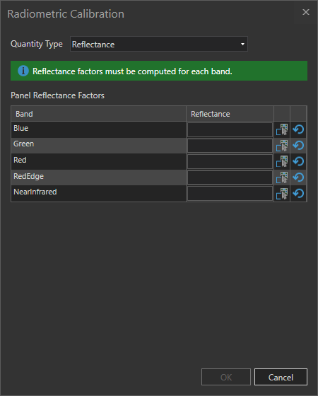 Reflectance Factor table Reflectance Factor table
