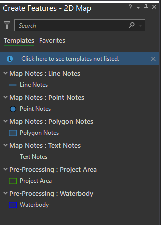 Create features pane Create features pane