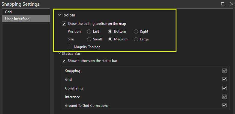 Toolbar settings Toolbar settings