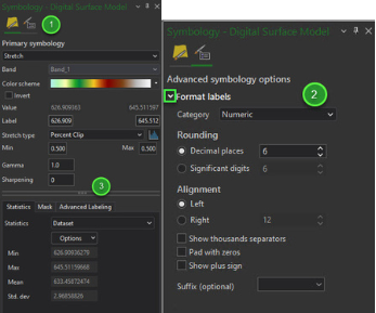 Symbology pane with marked pane controls Symbology pane with marked pane controls