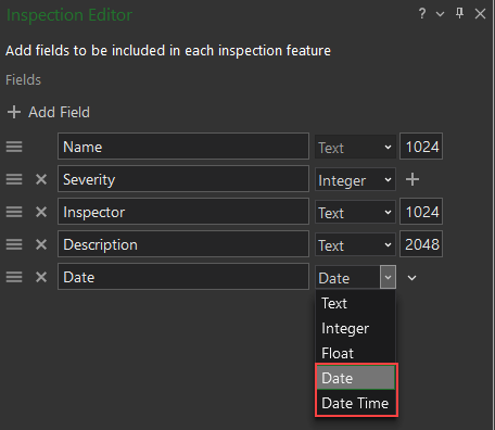 Inspection fields