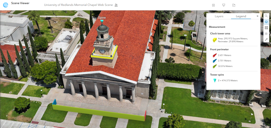 3D web scene with measurements