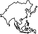 Outline of a map of the Asia-Pacific continent and Islands region