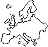 Outline of a map of the European continent