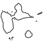 Outline of map of Guadeloupe