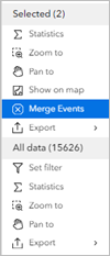 Merge Events data action