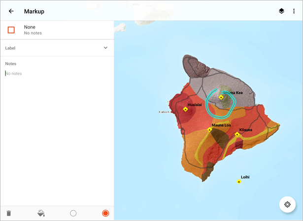 Mauna Kea circled by hand