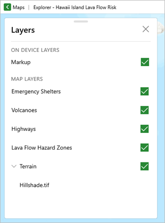 Layers list