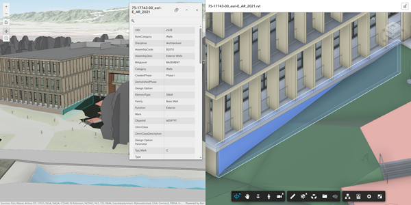 Model element selected in the web scene results in the same element being selected and zoomed to in the Document Viewer widget.