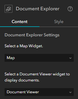 Document Explorer widget set to Map and Document Viewer