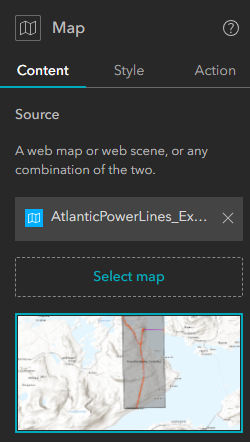 Project map containing data ingested from the GeoBIM tools is added to the Map widget.