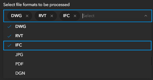 List of compatible file formats in the Add Document Extents tool