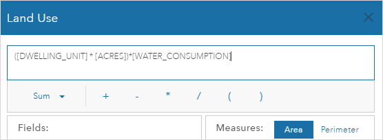Equation builder for water consumption metric