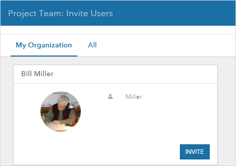 Project Team: Invite Users page
