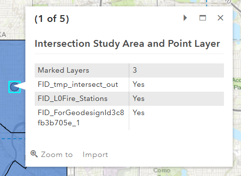 A pop-up showing the number of marked layers in a project screening output layer.