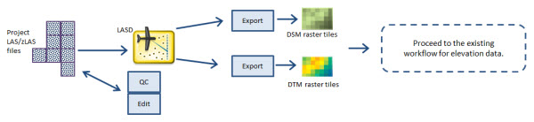 Workflow for DTM and DSM derived from points