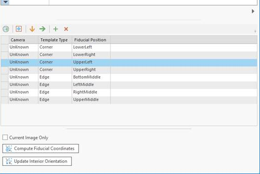 Screenshot of the fiducial position interface