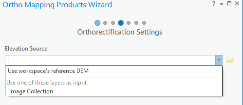Screenshot of the interface for choosing a DTM to apply to your image collection