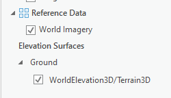 screenshot of the World Elevation service as the default elevation surface