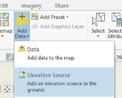 screenshot of the interface for adding an alternate elevation source