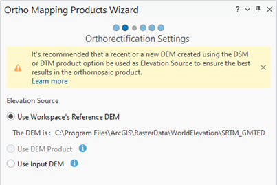 Orthomapping Products elevation source
