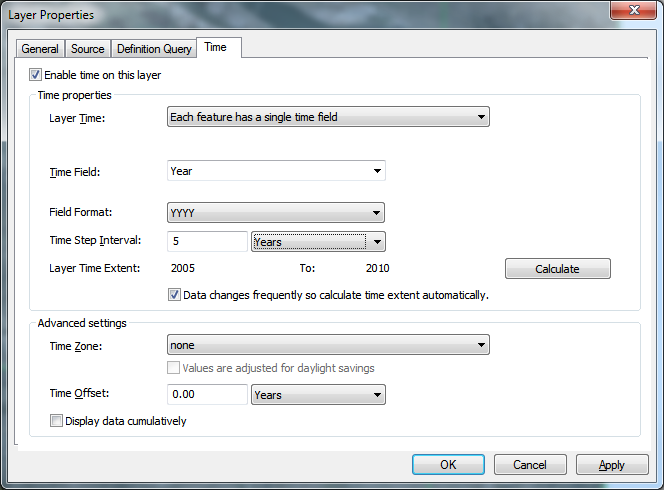 Layer Properties: Time