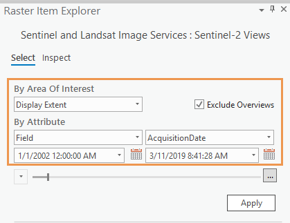 Enter the parameters to explore the raster items.