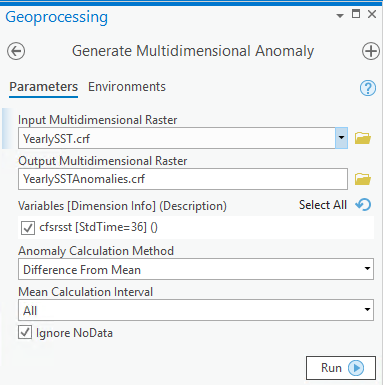 Generate Multidimensional Anomaly dialog box