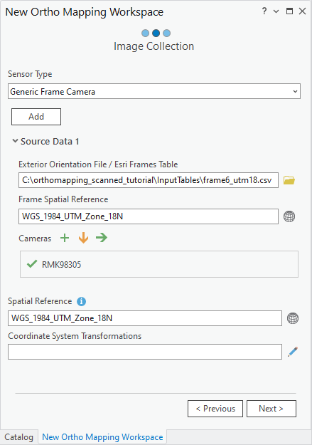 Input Esri frames and camera table