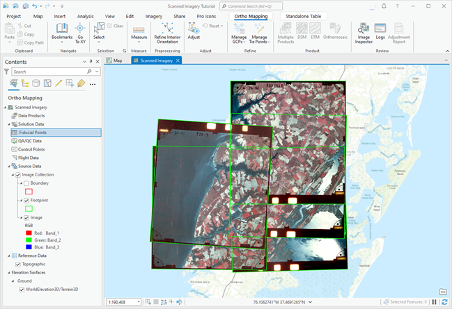 Scanned aerial imagery workspace