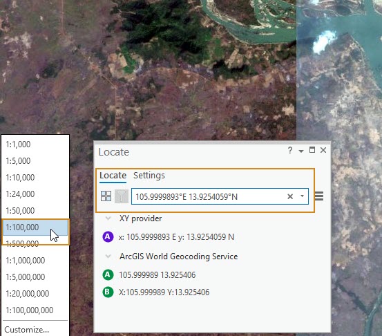 Use Locate and Scale to find the area of interest for the Sentinel-2 imagery.