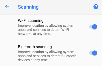 Android Scanning settings