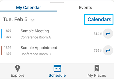 iOS calendar screen