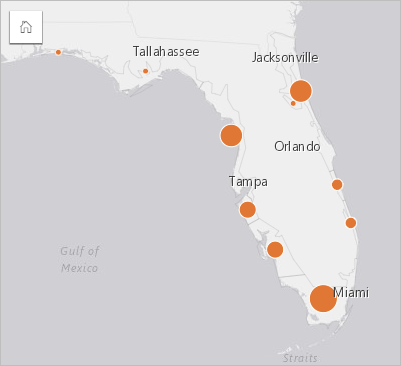 Graduated symbols map showing TIV aggregated to storm surge area