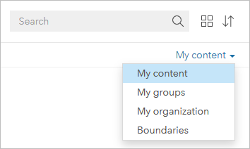 Choose My groups, My organization, or Boundaries from the menu.